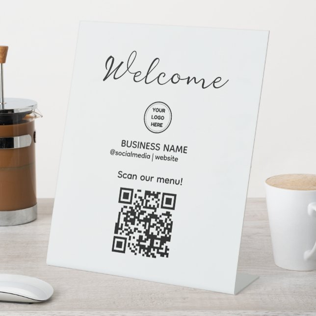 Expositor En L Signo de bienvenida con código QR para el Rótulo d (In Situ)