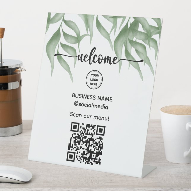 Expositor En L Signo De Bienvenida Con Código QR Para El Rótulo P (In Situ)