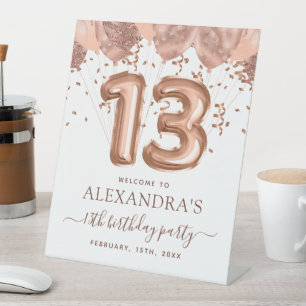 Expositor En L Signo de bienvenida de 13 cumpleaños de los globos