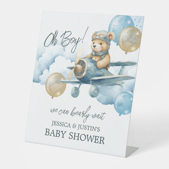 Expositor En L Signo de bienvenida de Baby Shower de Bearly Wait  (Anverso)