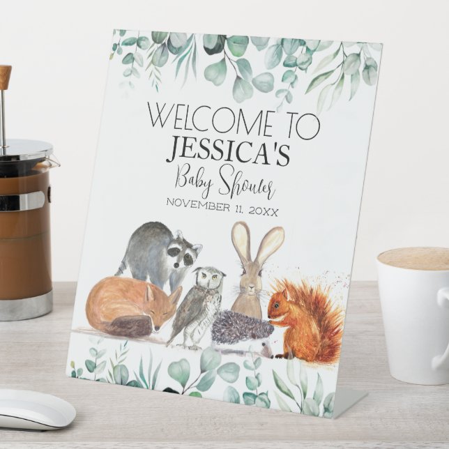 Expositor En L Signo de bienvenida de Baby Shower para animales d (In Situ)