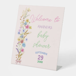 Expositor En L Signo de bienvenida de Baby Shower rosa floral de