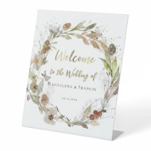 signo de bienvenida de boda de otoño