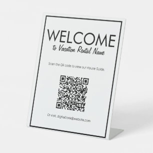 Expositor En L Signo de bienvenida de código QR digital básico bl