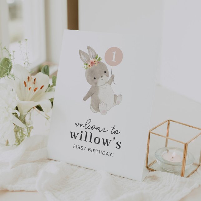 Expositor En L Signo de bienvenida de cumpleaños de Bunny Pink Ba (Subido por el creador)