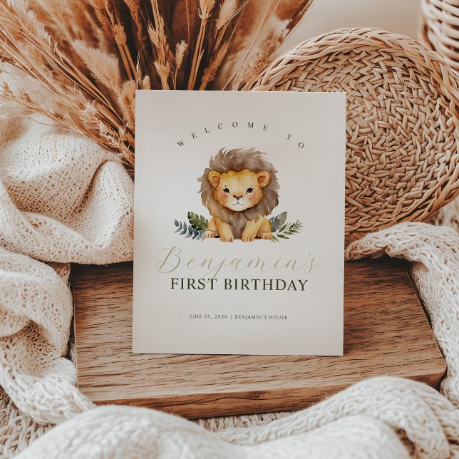Expositor En L Signo de bienvenida de cumpleaños de Lion Wild (Subido por el creador)