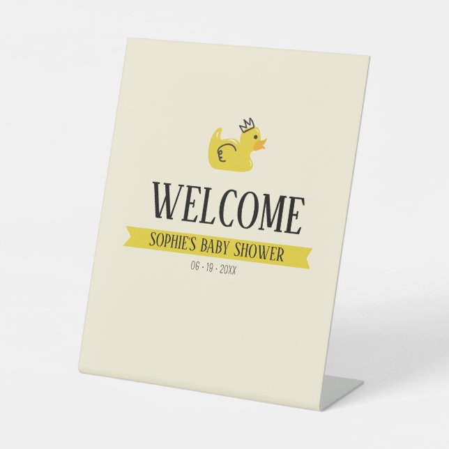 Expositor En L Signo de bienvenida de ducha neutra de género Duck (Anverso)