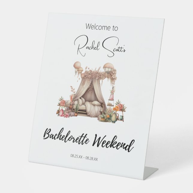 Expositor En L Signo de bienvenida de la fiesta de la soltera (Anverso)