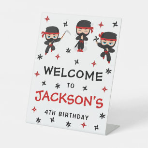 Expositor En L Signo de bienvenida de niño de cumpleaños de Ninja