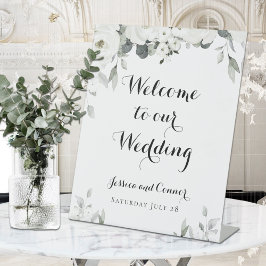 Expositor En L Signo de bienvenida de Personalizado de White Peon