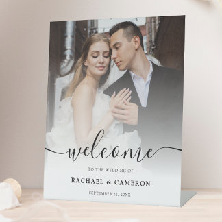 Expositor En L Signo de bienvenida del Boda fotográfico personali