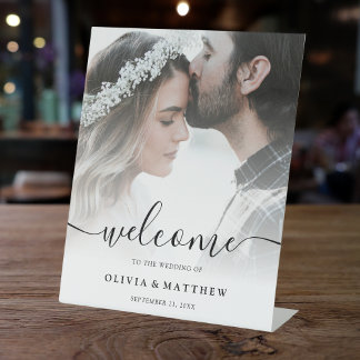 Expositor En L Signo de bienvenida del Boda fotográfico personali