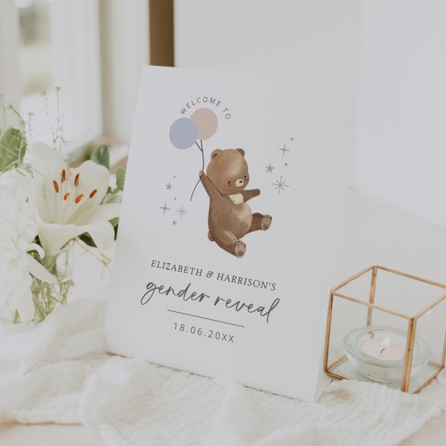 Expositor En L Signo de bienvenida revelado de los globos de oso  (Subido por el creador)