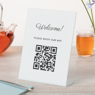 Expositor En L Signo de bienvenida WIFI con código QR