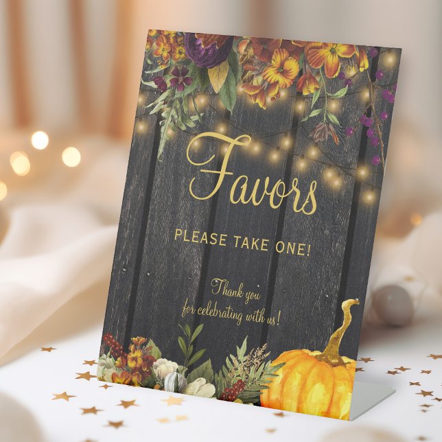 Expositor En L Signo de boda rústico en madera de otoño favorece  (Subido por el creador)