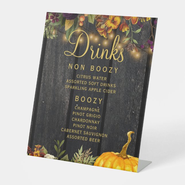 Expositor En L Signo de postre de boda de madera rústica otoño (Anverso)