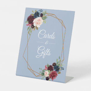 Expositor En L signo de tarjetas y regalos azul polvorientos de B