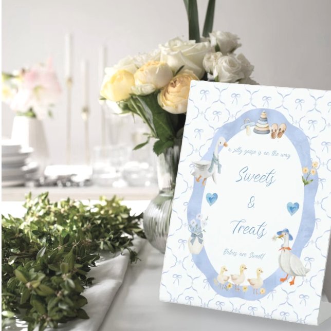 Expositor En L Silly Goose Whimsical Bow Baby Boy Shower (Subido por el creador)