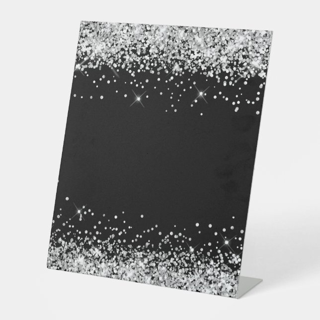 Expositor En L Silver Glitter Black Blank (Anverso)