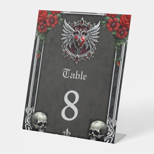 Expositor En L Simbiosis gótica, corazón elegante y calaveras. (Anverso)