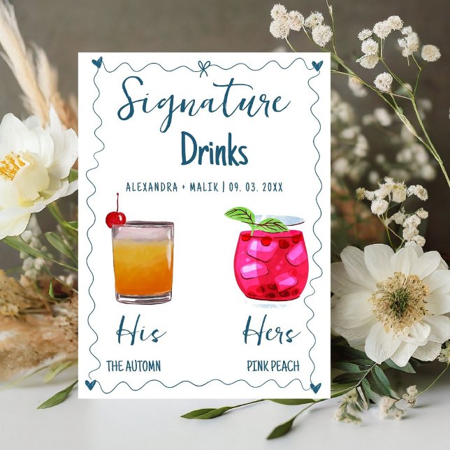 Expositor En L Símbolo de boda de bebidas con caligrafía minimali (Subido por el creador)
