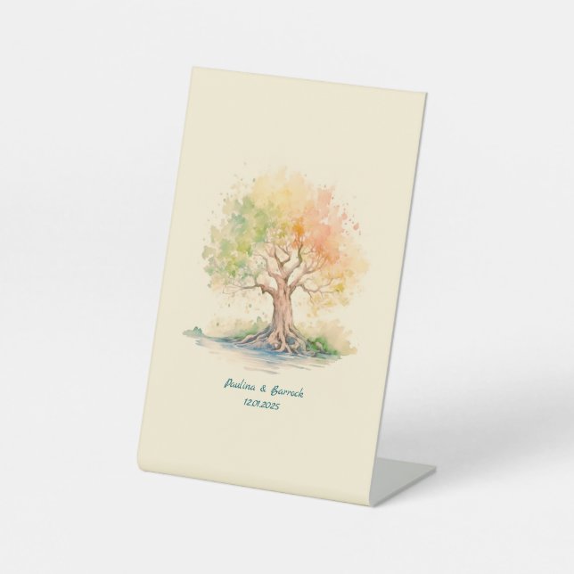 Expositor En L símbolo peatonal de árbol futurista (Anverso)