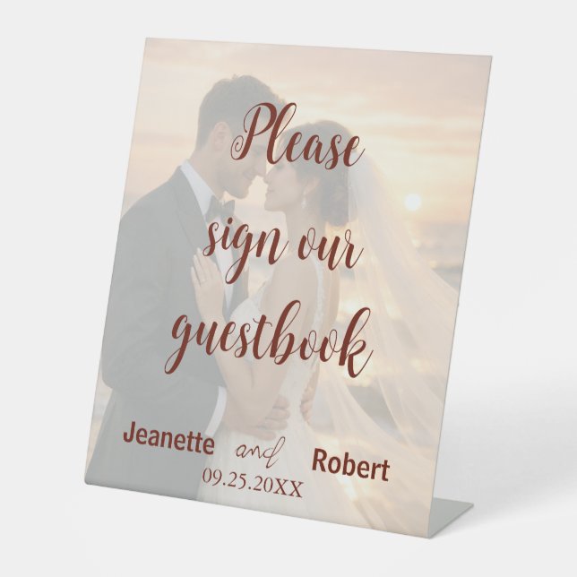 Expositor En L Simple Minimalist Wedding Photo Sunset Beach (Anverso)