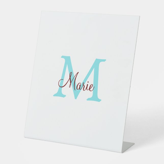 Expositor En L simple mínimo añadir nombre monograma rojo rosado (Anverso)