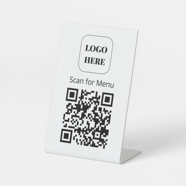 Expositor En L Simple "Scan for Menu" Rótulo Pedestal (Anverso)