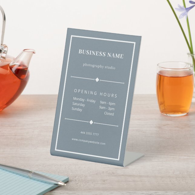 Expositor En L Simple White Business Office Opening Hours Blue (In Situ)