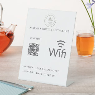 Expositor En L Simple Wifi Network Password QR Code Logo Blanco
