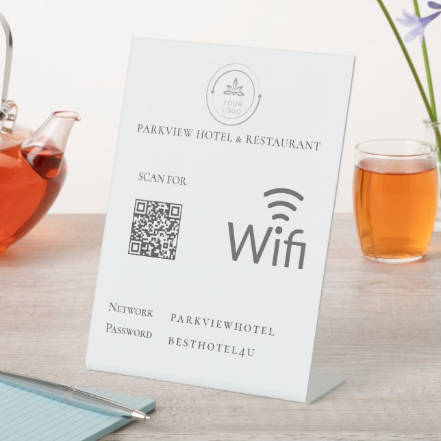 Expositor En L Simple Wifi Network Password QR Code Logo Blanco (In Situ)