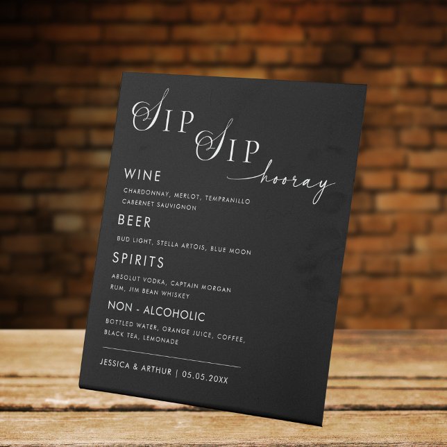 Expositor En L Sip Sip Hooray Elegante Menú de Bebidas Boda (Subido por el creador)