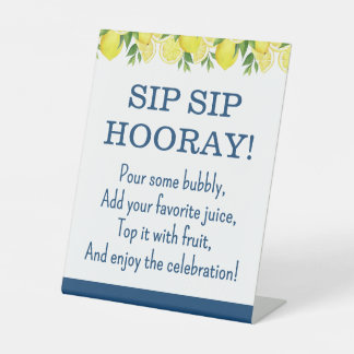 Expositor En L Sip Sip Hooray Mimosa Bar Lemon Bridal Shower Sign