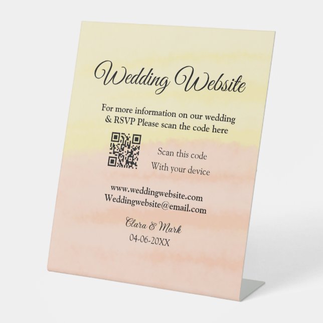 Expositor En L sitio web del boda agregar código Q R exploración  (Anverso)