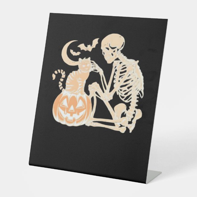 Expositor En L Skeleton Cat Skull kitty Cute Halloween Design Cla (Anverso)