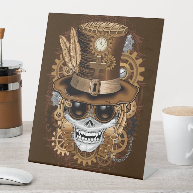 Expositor En L Skull Steampunk Voodoo Retro Machine (In Situ)