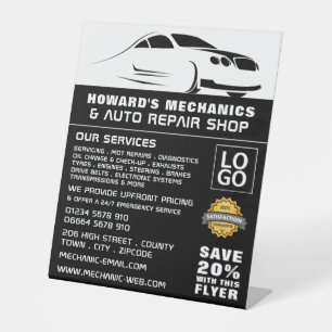 Expositor En L Sleek Car Logo Auto Mechanic & Reparaciones Public