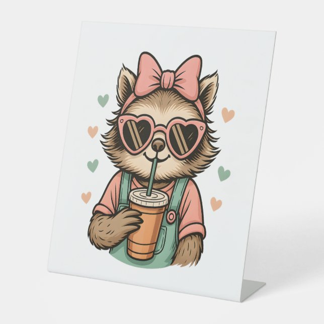 Expositor En L Sloth Chica Coffee Lover (Anverso)