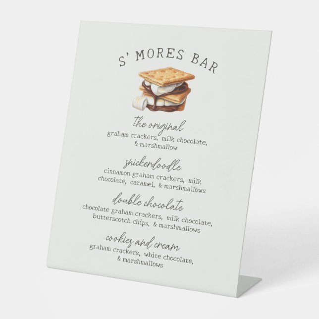 Expositor En L S'mores Bar Recipe Sign Fall Bonfire Outdoor (Anverso)