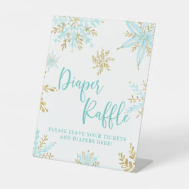 Expositor En L Snowflake Winter Shower Diaper Raffle Pedestal Sig