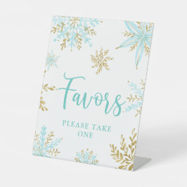 Expositor En L Snowflake Winter Shower Favors Pedestal Sign