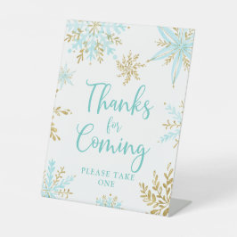 Expositor En L Snowflake Winter Shower Thanks for Coming Pedestal