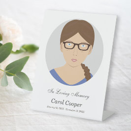 Expositor En L Sober Circle Photo Funeral Rótulo Pedestal