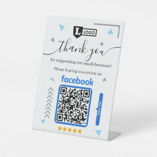 Expositor En L Solicitud de reseña de Facebook con logotipo y cód
