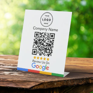 Expositor En L Solicitud de reseña de Google con letrero de pedes