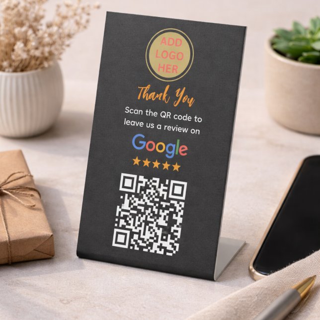 Expositor En L Solicitud de Reseña Simple de Google|Negocio Peque (Simple Google Review Request|Modern Small Business Pedestal Sign)