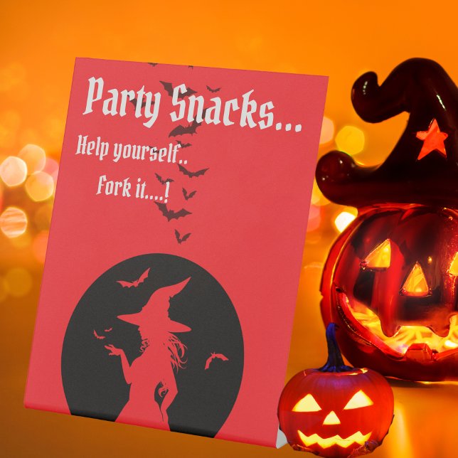 Expositor En L Solo brujas Fiestas de la fiesta de Halloween (Witches Only Halloween Party Party Snacks Pedestal Sign)