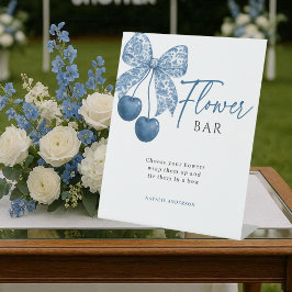 Expositor En L Something Blue Bridal Shower Flower Bar Sign