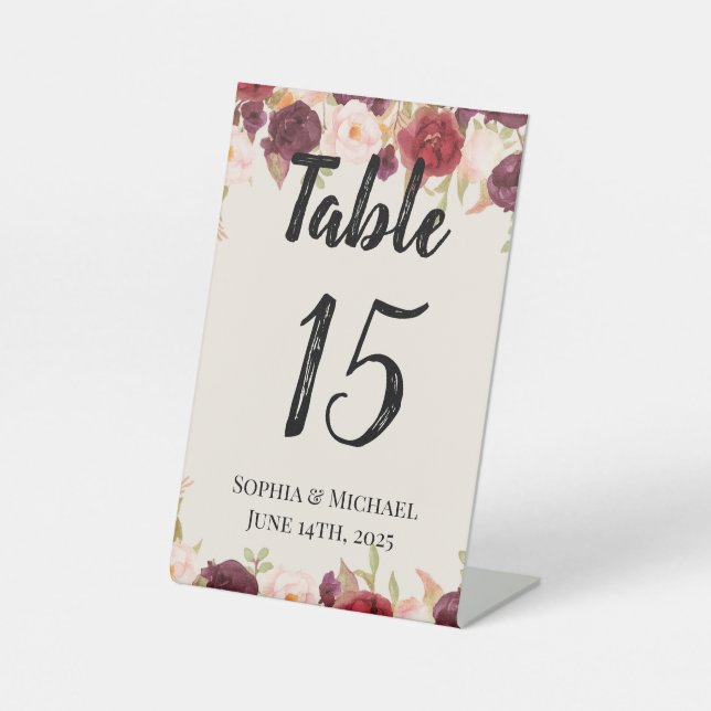 Expositor En L Sophia & Michael Wedding Table Card (Anverso)